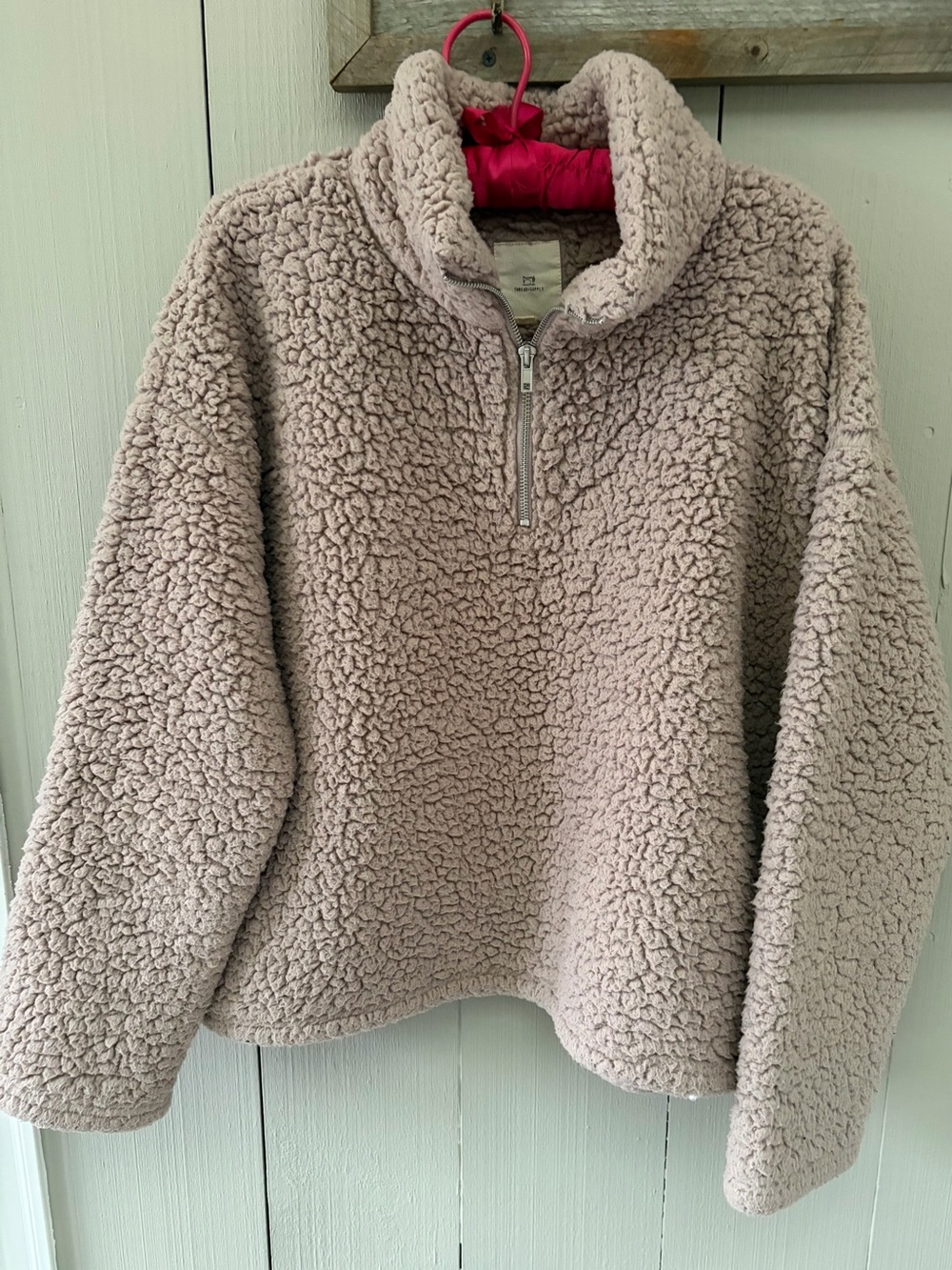 Thread & Supply Plush Taupe Sherpa Half-Zip Pullover